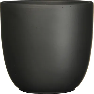 Produktbild von Blumenübertopf "Tusca" aus Keramik H 23 cm – Ø 25 cm Schwarz-Matt - Übertopf Keramik Blumentopf Pflanztopf
