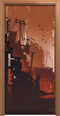 Produktbild von Türposter 90x200 cm Türaufkleber Türtapete Türfolie Klebefolie Sonnenaufgang in der Stadt Landschaft