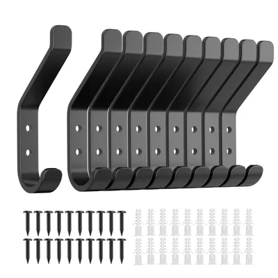 Produktbild von Kleiderhaken Garderobenhaken kleiderhaken Schwarz Wandhaken zum Schrauben Haken,Metall Haken für Garderobe,Jacken,Hut,Bad,Küchen,Handtuchhaken,10Stück