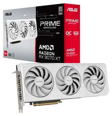 Zdjęcie produktu dla ASUS Prime -RX9070XT-O16G-WHITE, Radeon RX 9070 XT, 16 GB, GDDR6, 256 bit, 7680 x 4320 px, PCI Express 5.0