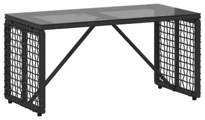 Zdjęcie produktu dla vidaXL Stół ogrodowy czarny 80 x 40 x 40 cm PE rattan i szkło