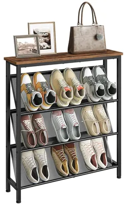 Image de Étagère à chaussures 4 niveaux pour l'entrée - organisateur de chaussures étroit