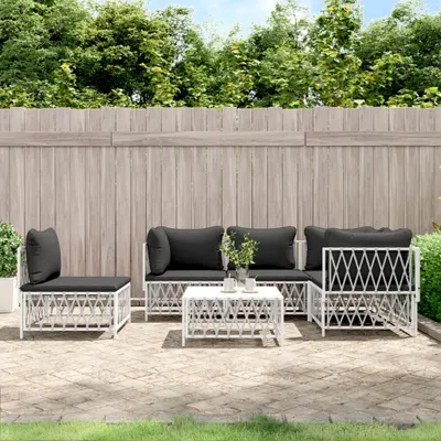 Produktbild von Maison Exclusive - 6-tlg. Garten-Lounge-Set mit Kissen Weiß Stahl