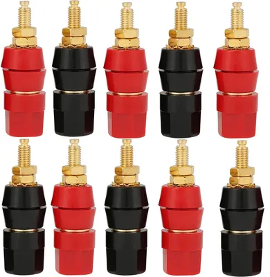10 Lautsprecher-Bananenstecker, weiblich, HiFi, schwarz/rot