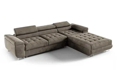 Produktbild von Ecksofa Riva, große Eckcouch mit Schlaffunktion, ausziehbares Sofa, Bettkasten, verstellbare Kopfstützen, Rechts oder Links wählbar, Monolith 15