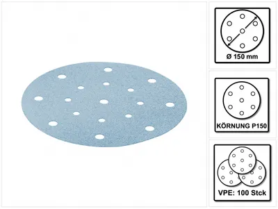 Produktbild von Festool STF D150/16 Schleifscheiben 150 mm Granat P150 GR / 100 Stück ( 496980 )