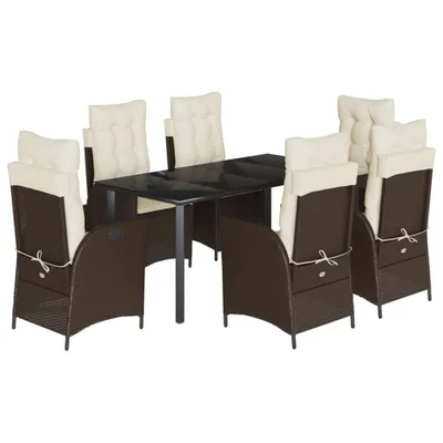 Immagine prodotto di vidaXL set da pranzo da giardino 7 pezzi con cuscini in polirattan marrone
