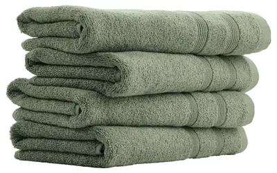 Produktbild von Uncover by SCHIESSER Handtuch Brooklyn | 4er-Set | 100% Baumwolle | schlichte Streifenbordüre | Weich und saugstark | 50x100 cm | Grün