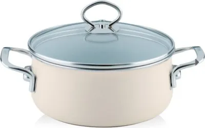 Obrázek produktu pro Riess Nouvelle Avorio Hrnec na maso se skleněnou poklicí Ø16 cm, 2 litry Smalt Extra silný