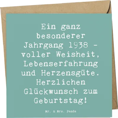Produktbild von Mr. & Mrs. Panda Glückwunschkarte Spruch 1938 Geburtstag - Meeresbrise - Geschenk, Weisheit, Jahrgang, anlasskarte, Grußkarte, faltkarte, Glückwunsch, liebe Worte