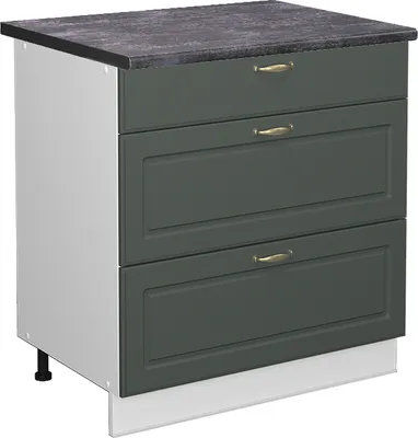 Produktbild von Küchenunterschrank Vicco Fame-Line Grün-Gold Landhaus 80 cm mit 3 Schubladen, AP Anthrazit, Model 45698