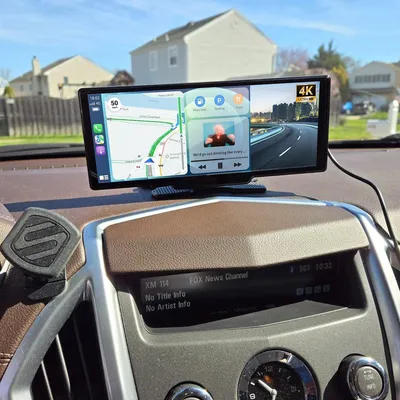 Produktbild von Autoradio mit Rückfahrkamera 2 Kameras Touchscreen 10 Zoll 4K Aufnahme GPS Navigation Wireless CarPlay Android Auto Frontkamera Nachtfunktion
