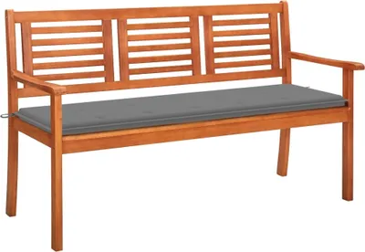 Produktbild von 3-Sitzer-Gartenbank mit Auflage 150 cm Massivholz Eukalyptus