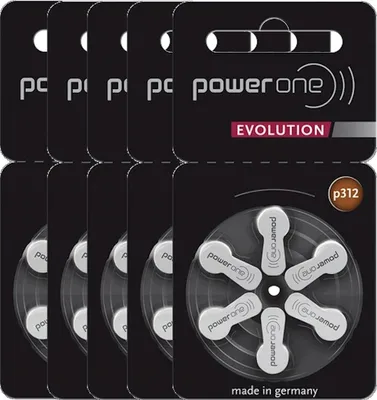 Produktbild von Varta 5x Power One EVOLUTION Gr. 312 Hörgerätebatterien 1,45V 6er Blister PR41 Braun p312