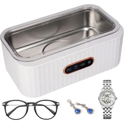 Produktbild von 400ML Automatisch Ultraschallreiniger, 45000Hz, 3 Reinigungsmodi, Tragbares Profi-Ultrasonic Reinigungsgeräte, für Brillen Schmuck Uhr Zahnprothesen