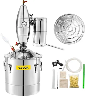 Obrázek produktu pro Destilační přístroj 70 l / 18,5 galonů Sada pro destilaci éterických olejů Domácí destilační přístroj s teploměrem a fermentační nádrží