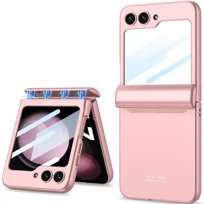Obrázek produktu pro Pevné PC pouzdro na Samsung Galaxy Z Flip 5 s magnetickou ochranou pantu, ochranou displeje a All-Inclusive krytem Růžový