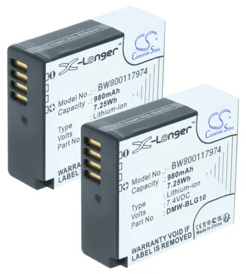 Produktbild von vhbw 2x Akku Ersatz für Panasonic DMW-BLG10, DMW-BLG10E, DMW-BLE9E, DMW-BLE9 für Kamera (980 mAh, 7,4 V, Li-Ion)