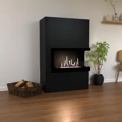 Produktbild von GLOW FIRE Ethanol Kamin 'Halden Rechts' | Ethanolofen in schwarz mit 3 Std. Brenndauer und 2 KW Heizleistung | BxHxT: 90x140x,37 cm