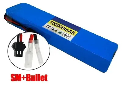Obrázok produktu pre 36V 100Ah lítiová batéria – 10S3P Li-Ion akumulátor – 1000W s BMS – nabíjateľná – pre elektrické bicykle, elektrické skútre, hoverboardy – konektor SM-Bullet