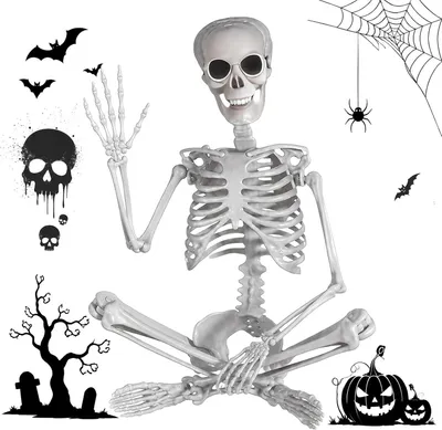 Image de Décoration d'Halloween : squelette en plastique, 90 cm, pour la fête d'Halloween