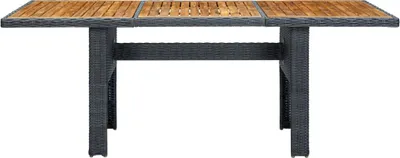 Immagine prodotto di Tavolo da giardino in poly rattan grigio scuro e legno massiccio di acacia