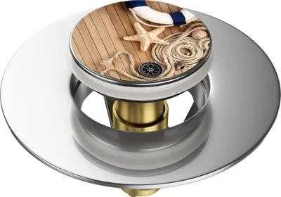 Produktbild von SANILO® Pop-Up Waschbeckenstöpsel, universal Pop Up Abflussstopfen mit Motiv - Maritime