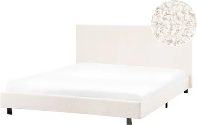 Zdjęcie produktu dla BELIANI Łóżko złamana biel boucle 140 x 200 cm ze stelażem i zagłówkiem