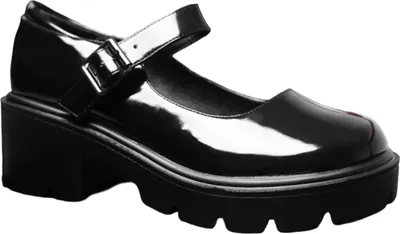 Immagine prodotto di Where's That From - Scarpe da donna con cinturino "Rylee", retrò, in vernice WM241 (38 EU) (Nero)