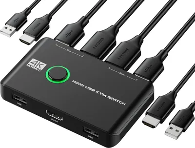 Image de Commutateur KVM, commutateur KVM HDMI 4K 60Hz pour 2 ordinateurs et 1 écran