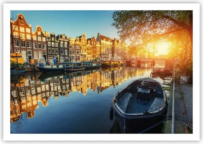 Produktbild von Poster - Poster ohne Rahmen - Kanal Boot Amsterdam Wasser - 100x70 cm - Wand Bild - Wanddeko - Wandbilder - Kunstposter - Wandposter - Bilder - Kunstdruck - Wandbild - P2XAA100x70-2857