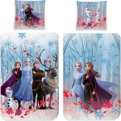 A collage of Frozen-themed bedding designs featuring characters from the movie.