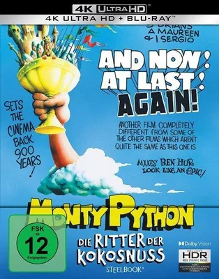 Produktbild von PLAION Monty Python - Die Ritter der Kokosnuss (Limitiertes Steelbook, 4K-UHD+Blu-ray), Film, Blu-ray, Deutsch, Englisch, Spanisch, Italienisch, 92 min, Monty Python and the Holy Grail, Komödie