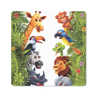 Produktbild von MuchoWow® Mauspad Mousepad Dschungel - Tiere - Jungen - Mädchen - Giraffe - Elefant - Kinder 30x30 cm - Mousepads - Maus Mat - Pad - Mausunterlage - Gaming