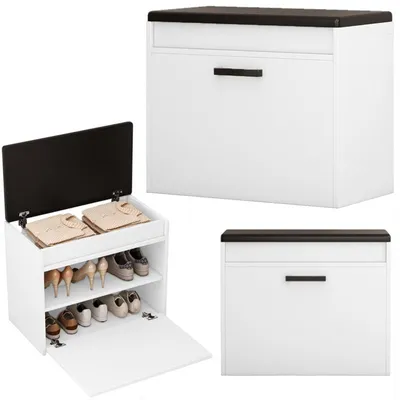 Image de Rangement pour chaussures blanc avec siège et trou de rangement