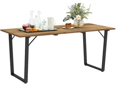 Produktbild von Outsunny Gartentisch Holz 175x80 cm Wetterfest Balkontisch mit Schirmloch