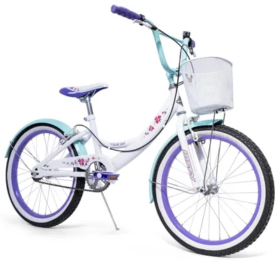 20-Zoll Kinderfahrrad Mädchen 6-9 J. weiß-lila 1-Gang Korb