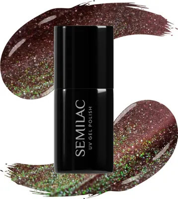 Produktbild von Semilac | Hybridlack - Digital Red #824 - 7 ml - Vollständig Deckend - Cat's Eye-Effekt - Nagellack Mit Glitzer