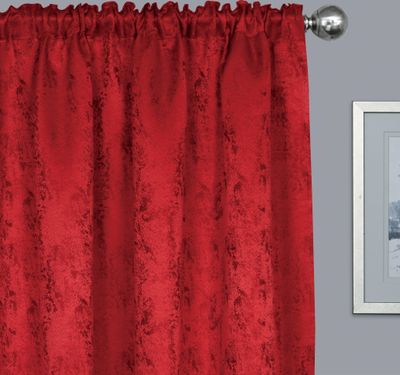 Melierte Gardine / Vorhang / 140x245cm / Marmoriert / Jacquard / Glänzend / Blickdicht / Kräuselband Rot