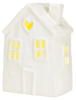 Productafbeelding van Lichthuis van aardewerk, wit (B/H/D) 12x18x9cm
