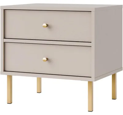 Produktbild von Nachttisch KYOTO 03 sandbeige 52x50x40,8cm mit goldenen Metallbeinen