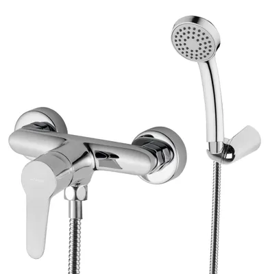 Einhebel-Duscharmatur mit Handbrause, verchromt, Messing