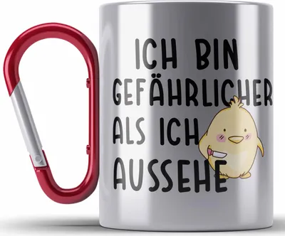 Produktbild von Trendation - Lustige Edelstahl Tasse Karabiner Kollege Kollegin Geschenk Lustiger Spruch Karabiner Edelstahl Tasse Karabiner Edelstahl Sprüche Sarkasmus Edelstahl Tasse Karabinern mit Sprüchen (Rot)