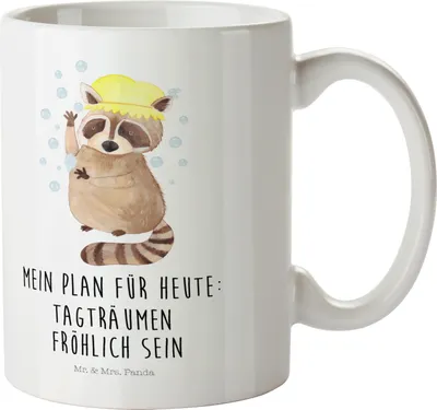 Produktbild von Mr. & Mrs. Panda Kinderbecher Waschbär - Weiß - Geschenk, Reisebecher, Waschen, Fröhlich, Plastikbecher, Lustige Sprüche, Seifenblasen, Kindergarten Tasse, Tagträumen