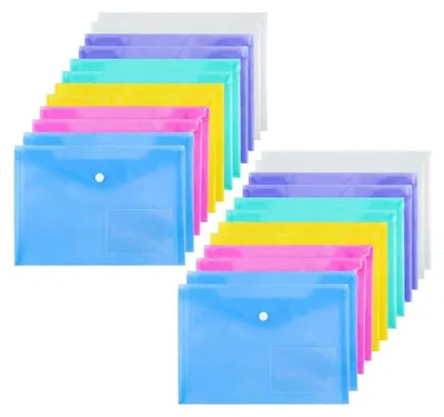 Produktbild von 24 Stück Dokumentenmappe A5 Sichttasche Druckknopf Kunststoff Plastikhüllen für Schule Home Office Organisation