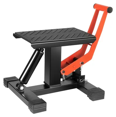 Produktbild von Motorrad Heber - Motorrad Montageständer - Tragkraft 400 kg - Höhenverstellbar 25–40 cm - Stahl mit Gummiauflage - Für Garage und Werkstatt - Schwarz Rot