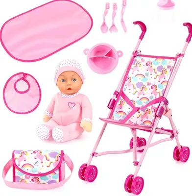 Obrázok produktu pre Kočík pre bábiky BAYER s bábikou 10 v 1 30585AB