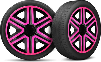 Produktbild von Auto Radkappen Radzierblenden 4er Set passend für alle Stahlfelgen - einstellbarer Sicherungsring - 15 Zoll - Schwarz Rosa Pink