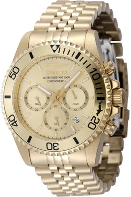 Obrázek produktu pro Invicta Pro Diver 48382 Pánské Hodinky - Quartz Hnutí - Nerezová Ocel s Zlatým Ciferníkem - 43 mm