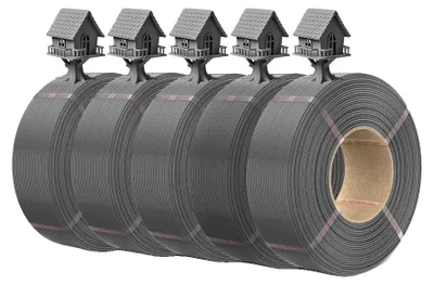 Image de Filament pour imprimante 3D, PLA Plus, design écologique, PLA gris, 5 bobines